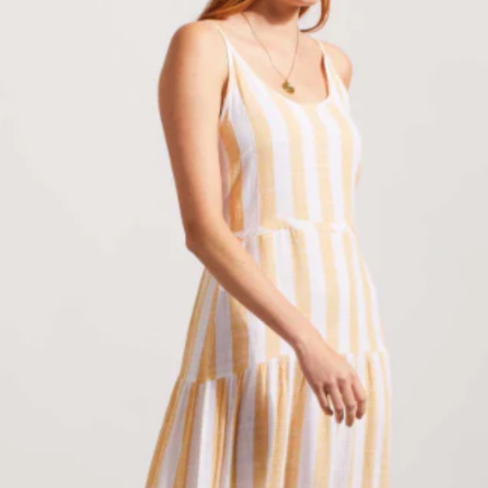 Yellow and white striped dress